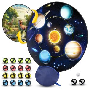 Jogo de Dardos National Geographic Kids Glow in The Dark para Crianças com Alvo Reversível de 71cm Dardos Brilhantes e Bolas Adesivas Blue Marble