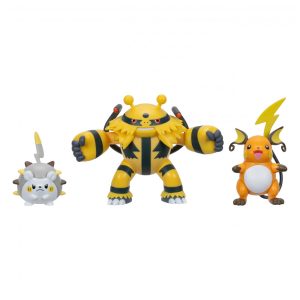 Jazwares Pokémon Pack de 3 Figuras de Batalha: Togedemaru 5cm Raichu 75cm e Electivire 115cm - Articuladas e com Ataque Especial