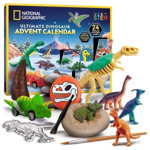 Calendário do Advento Dinossauros – 24 Atividades e Figuras Brinquedo Educativo STEM para Crianças Presente Criativo National Geographic