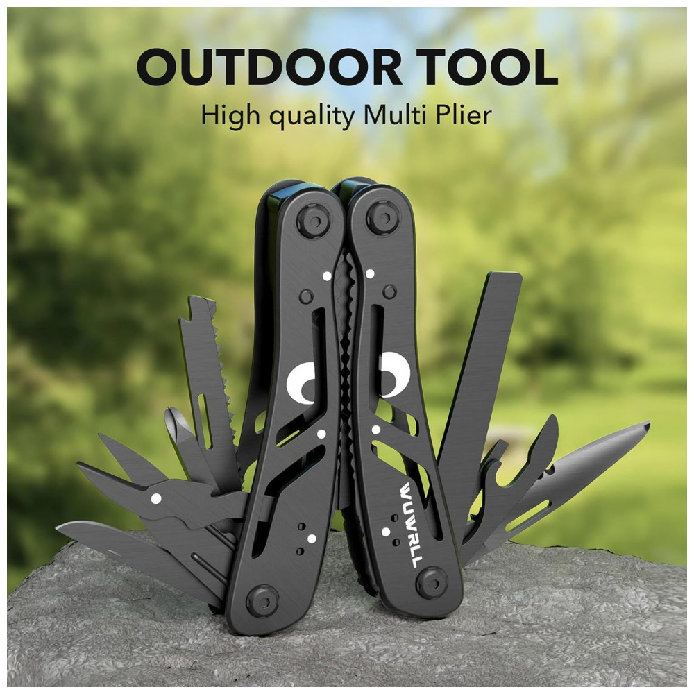 Alicate Multifuncional 26 em 1 Aço Inoxidável com Conjunto de 11 Bits Wuwrll Preto - Imagem 2