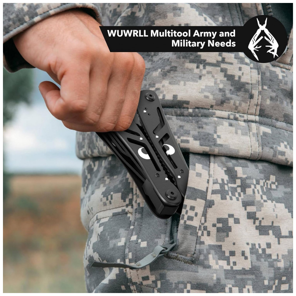 Alicate Multifuncional 26 em 1 Aço Inoxidável com Conjunto de 11 Bits Wuwrll Preto - Imagem 4