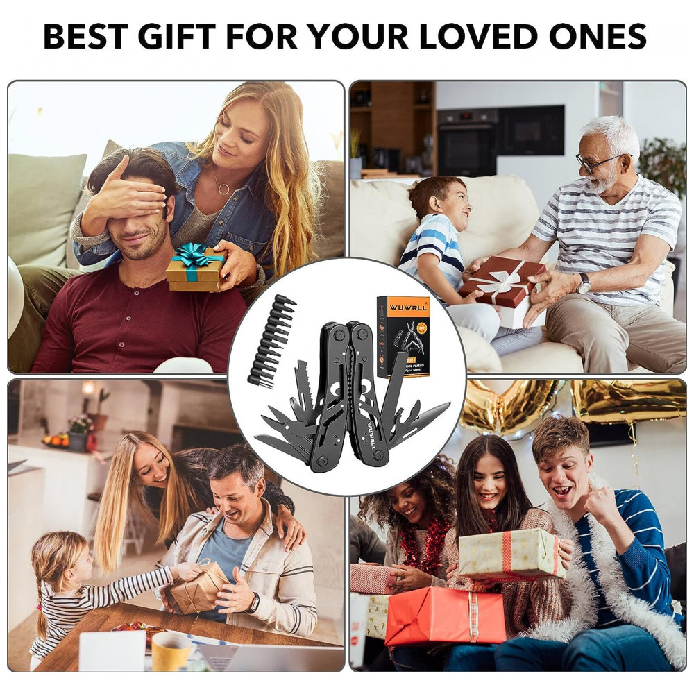 Alicate Multifuncional 26 em 1 Aço Inoxidável com Conjunto de 11 Bits Wuwrll Preto - Imagem 5