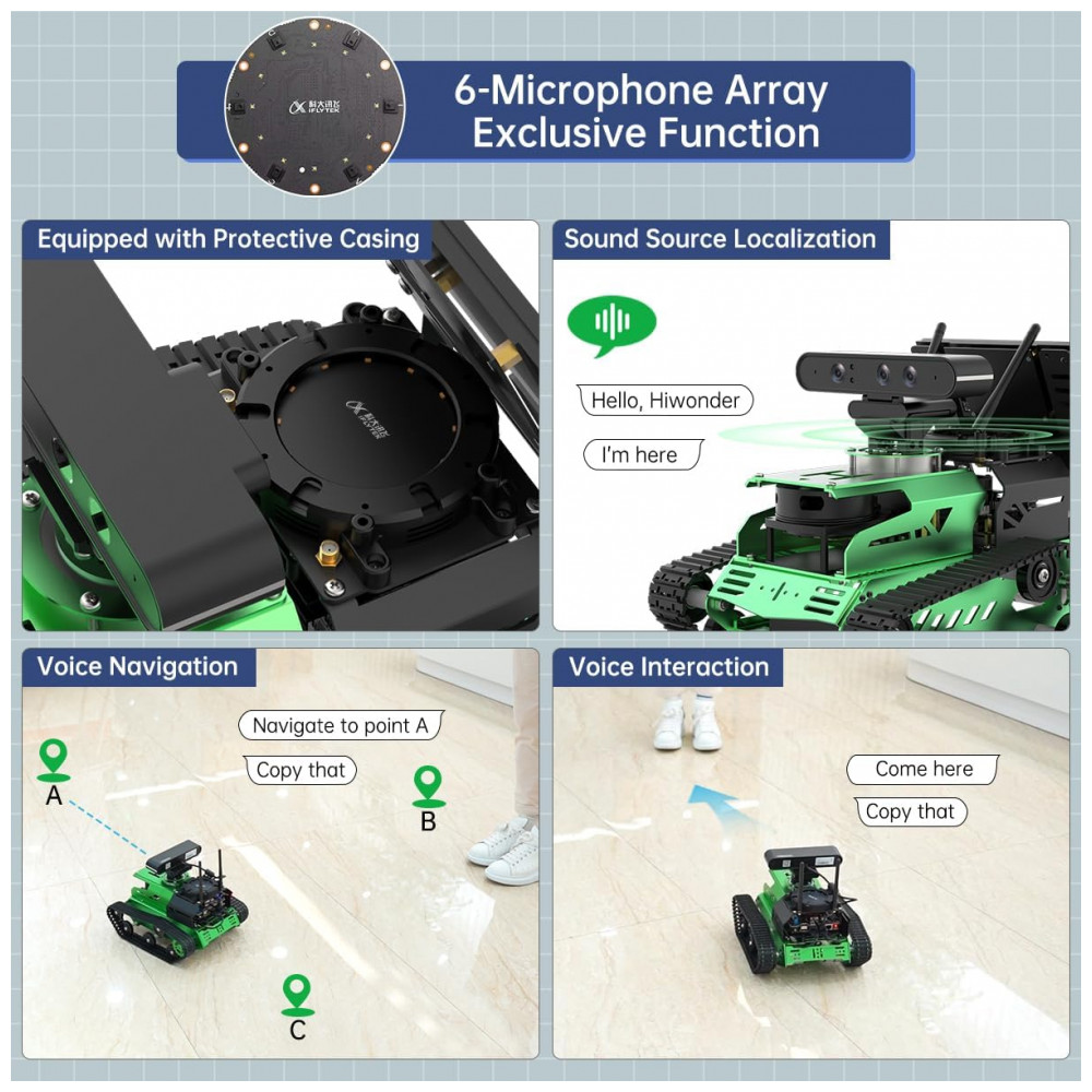 Hiwonder JetTank ROS – Robô Tanque com NVIDIA Jetson Nano, Lidar, Câmera 3D e Tela Touch 7" – Kit de Programação Python e SLAM - Imagem 4