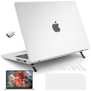 Tuiklol Capa Rígida MacBook Pro 14" Transparente – Modelos A3434 A3112 A3401 A3185 A2918 A2992 A2779 A2442 com Suporte e Protetor