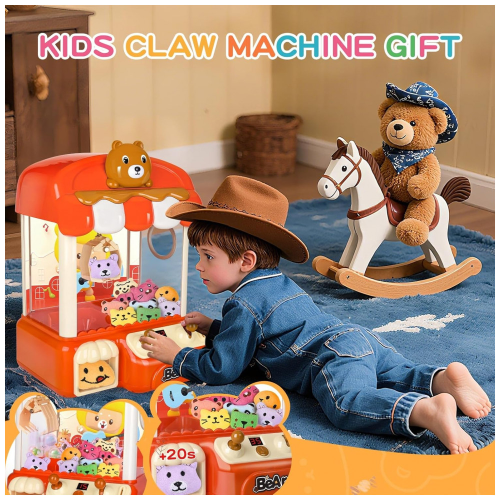 Máquina de Garra Vermelha nicknack – Mini Arcade Infantil com 10 Pelúcias, 10 Moedas e Cabo USB - Imagem 2