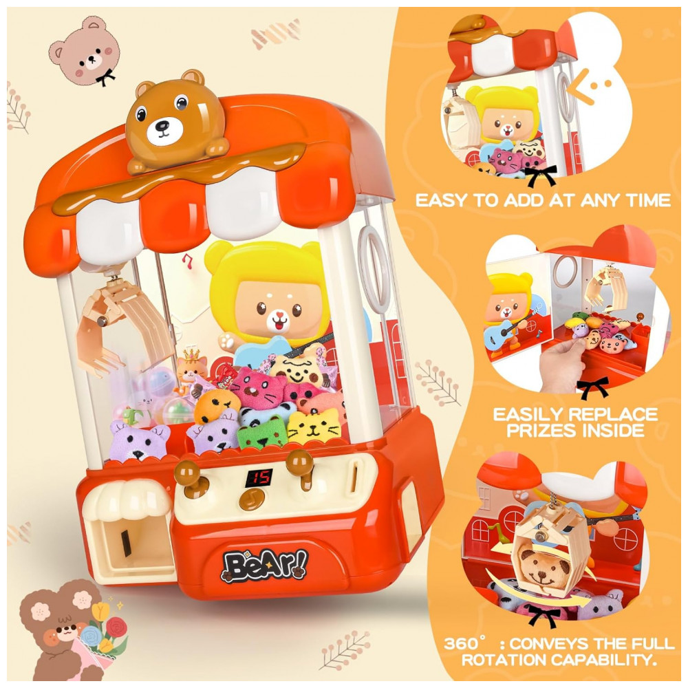 Máquina de Garra Vermelha nicknack – Mini Arcade Infantil com 10 Pelúcias, 10 Moedas e Cabo USB - Imagem 7