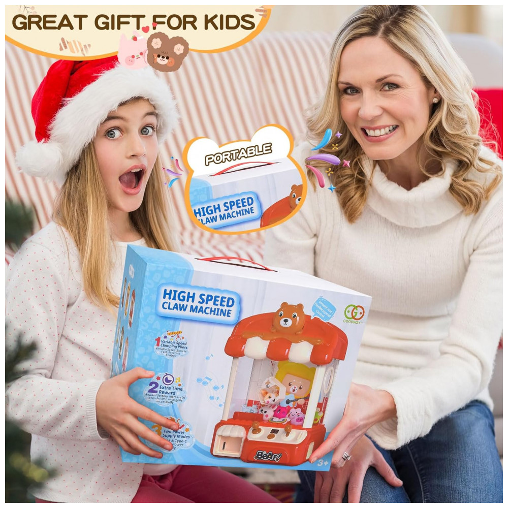 Máquina de Garra Vermelha nicknack – Mini Arcade Infantil com 10 Pelúcias, 10 Moedas e Cabo USB - Imagem 8