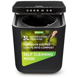 Composteira Elétrica de Cozinha 3L para Ambiente Interno com Funções de Secagem Trituração e Resfriamento 110V Nutrichef Preta