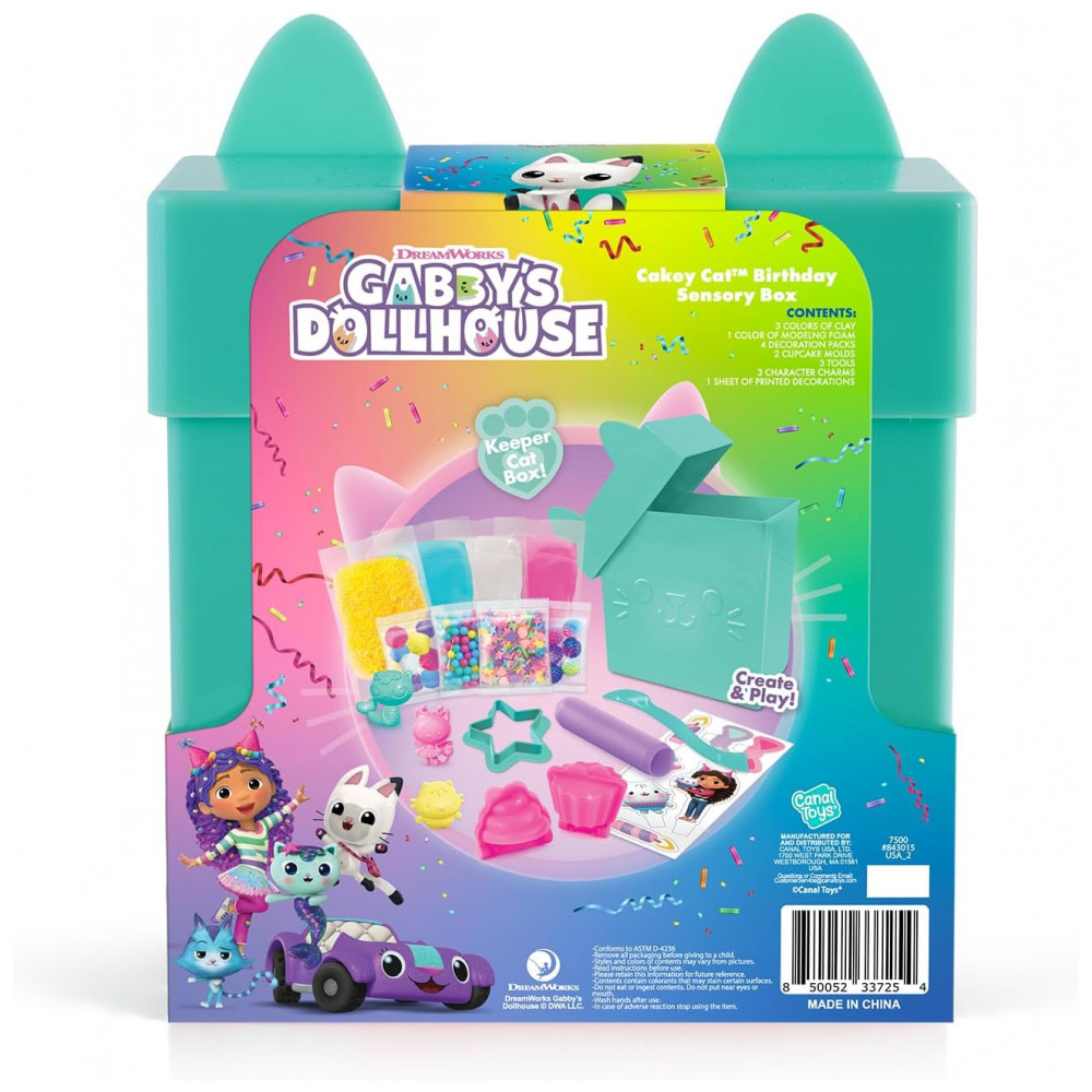 Caixa Sensorial de Aniversário Gabbys Dollhouse Grande Cakey Cat! Prepare-se para uma Festa Incrível Esculpindo Doces de Festa Fingidos! Canal Toys - Imagem 4