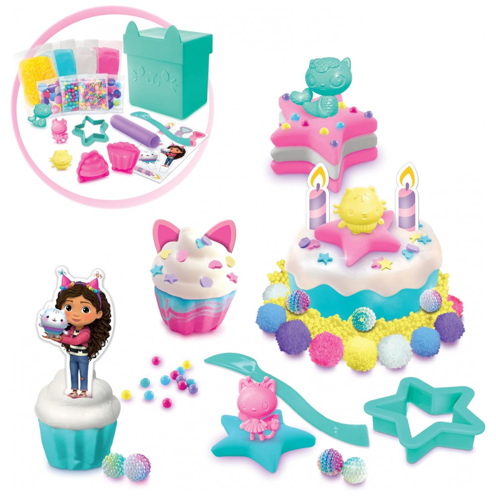 Caixa Sensorial de Aniversário Gabbys Dollhouse Grande Cakey Cat! Prepare-se para uma Festa Incrível Esculpindo Doces de Festa Fingidos! Canal Toys - Imagem 6