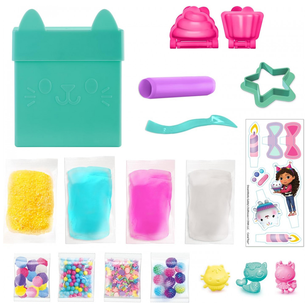 Caixa Sensorial de Aniversário Gabbys Dollhouse Grande Cakey Cat! Prepare-se para uma Festa Incrível Esculpindo Doces de Festa Fingidos! Canal Toys - Imagem 7