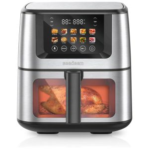 Fritadeira Elétrica Air Fryer 10 em 1 com 7 Litros de Capacidade e Controle Digital 110V 1800W SEEDEEM Prata