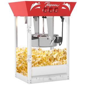 Máquina de Pipoca Comercial Panela de 340g em Aço Inoxidável com Vidro Temperado Deck de Aquecimento 900W Pipoqueira de Bancada para FestasNyddle