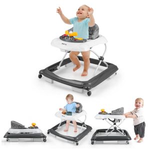Baby Walker. 5 em 1 Atividade infantil Walker com rodas. Música. Almofada removível. Pusher dobrável de criança para