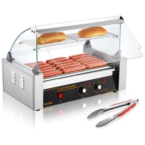 Máquina para Hot Dog 7 Rolos Até 18 Salsichas Aço Inoxidável 1050W 110V Sausage Prata