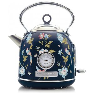 Chaleira Elétrica Laura Ashley 17L Inox Azul Marinho com Estampa Floral Elveden Termômetro Externo Filtro Removível Dome VQ-SBPKK336-LAEN-US 1500W 110V