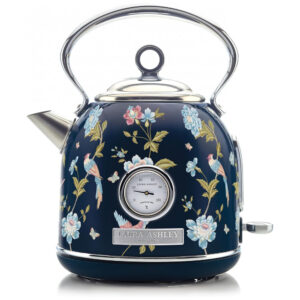 Chaleira Elétrica Laura Ashley 17L Inox Azul Marinho com Estampa Floral Elveden Termômetro Externo Filtro Removível Dome VQ-SBPKK336-LAEN-US 1500W 110V