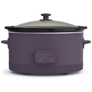BELLA Slow Cooker Programável 57L com Revestimento Cerâmico Antiaderecente Ajuste de Temperatura e Tampa de Vidro Temperado Plum