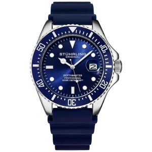Relógio Masc Pro Diver Watch Quartz Prova D 100m STUHRLING 3950R.2 Azul Escuro