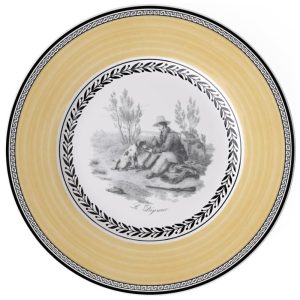 Prato para Salada de 22 cm Mais Elegância em Sua Mesa com Formato Redondo e Material de Porcelana Premium Villeroy Boch Branco Cinza e Amarelo