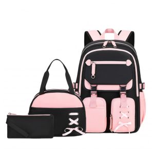 Mochila escolar TYHOTULY infantil juvenil rosa 3 peças com lancheira e estojo grande capacidade 23 L