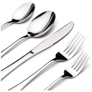 Kit de Talheres para 8 Pessoas - 40 peças em Inox Resistente - Facas de Churrasco Garfos e Colheres - Laváveis em lava-louças - Embalagem resistenteStilloye