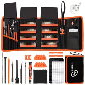 Kit de Chaves de Fenda de Precisão STREBITO 142 Peças Laranja - 120 Bits Magnéticos para Reparo de Eletrônicos