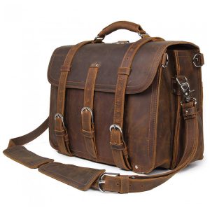 Bolsa Maleta de Couro Masculina para Laptop POLARE  Marrom