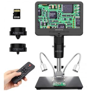 Kit Microscópio Biológico Digital 2000X HDMI com Vídeo UHD de 3 Lentes 2160P 240V Andonstar Preto