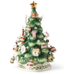 Mini Árvore de Natal em Porcelana com 25 Enfeites do Calendário do Advento Lenox 893625 Verde