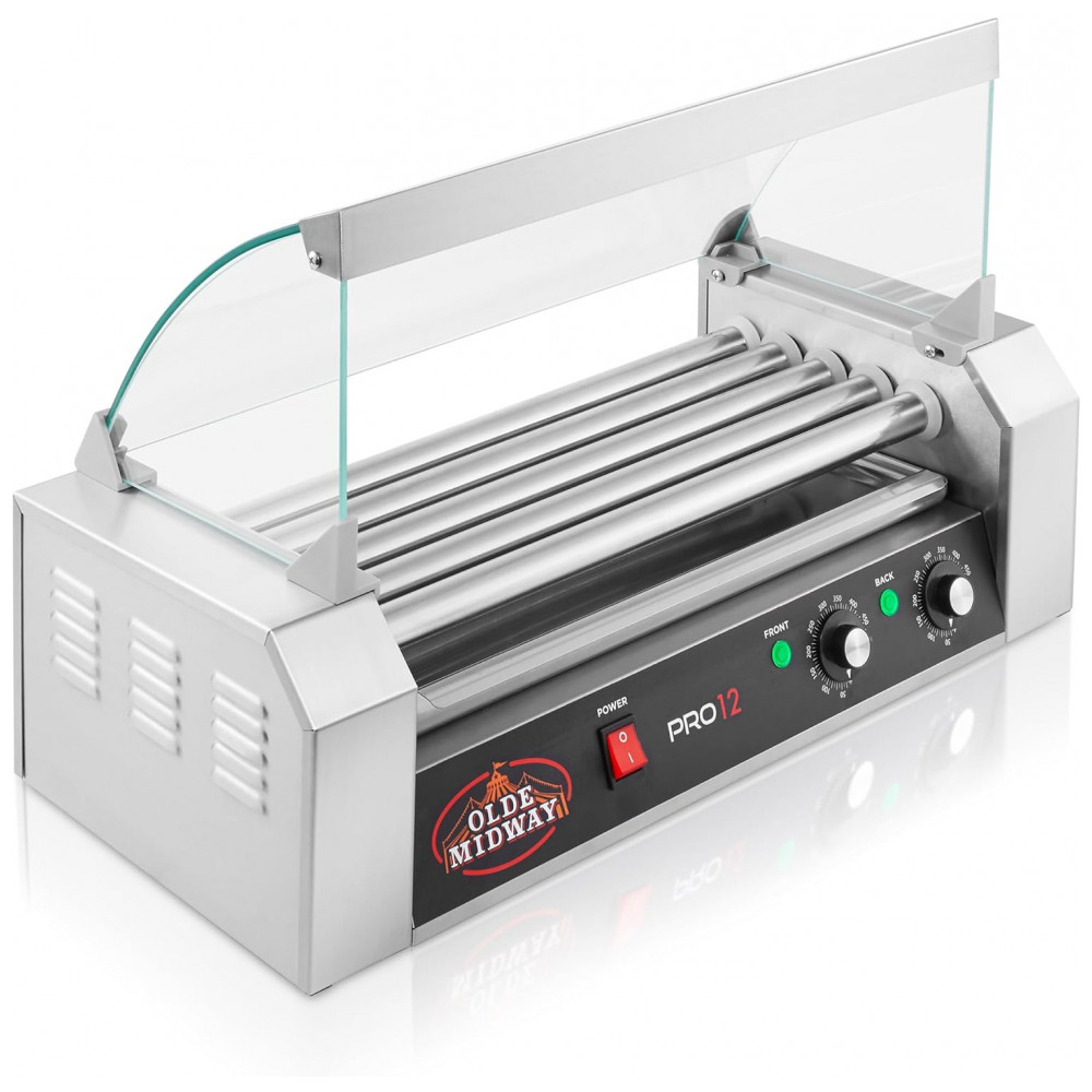 Máquina de Hot Dog com 5 Rolos Antiaderentes para Até 12 Salsichas 110V 700W OLDE MIDWAY Prata - Imagem 2