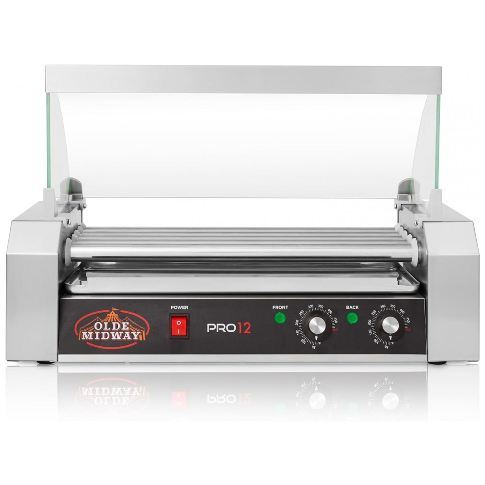 Máquina de Hot Dog com 5 Rolos Antiaderentes para Até 12 Salsichas 110V 700W OLDE MIDWAY Prata - Imagem 3
