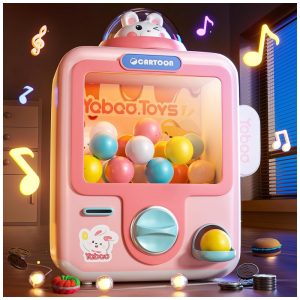 Máquina de Garra Rosa Skirfy – Mini Arcade Infantil com 20 Prêmios 24 Moedas Luzes LED e Som