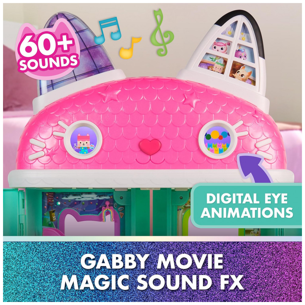Casa de Bonecas Interativa MeowMazing do Filme Gabbys Dollhouse, 7 Cômodos, Olhos de Tela LCD, Figuras, Efeitos Sonoros, Gabby's Dollhouse - Imagem 3