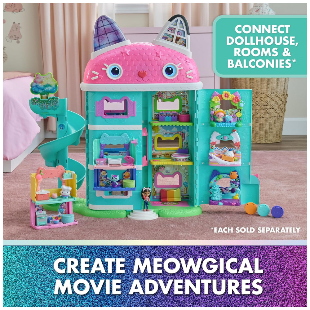 Casa de Bonecas Interativa MeowMazing do Filme Gabbys Dollhouse, 7 Cômodos, Olhos de Tela LCD, Figuras, Efeitos Sonoros, Gabby's Dollhouse - Imagem 5