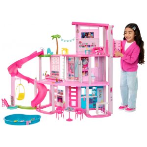 Casa dos Sonhos da Barbie 2023 com 75 Peças 3 Andares Elevador Rosa