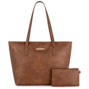 Bolsa de Ombro Feminina em Couro Sintético com Carteira Montana Marrom