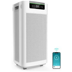 Purificador de Ar para Ambientes até 353m² com Controle por APP e Filtro de Carvão Ativado HEPA Ture 110V 90W Jafnda JF888 Branco