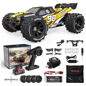 Carro RC 4X4 a Prova d'Água Escala 1:14 Atinge 80 km/h para Adultos e Adolescentes BEZGAR HP141S Amarelo