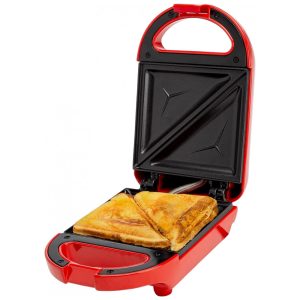 Mini Sanduicheira Tasty Faz Sanduíches Paninis Queijos Grelhados Sobremesas Resultados Rápidos Limpeza Fácil 600W Vermelho