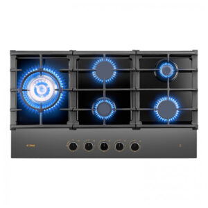 Cooktop a gás 5 queimadores Fotile vidro temperado cinza Moonshadow queimador triplo 18.000 BTU layout em losango 110V