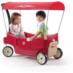 Carrinho de Passeio para 2 Crianças Multifuncional com Porta Objetos e Cobertura até 90 kg Step2 Vermelho