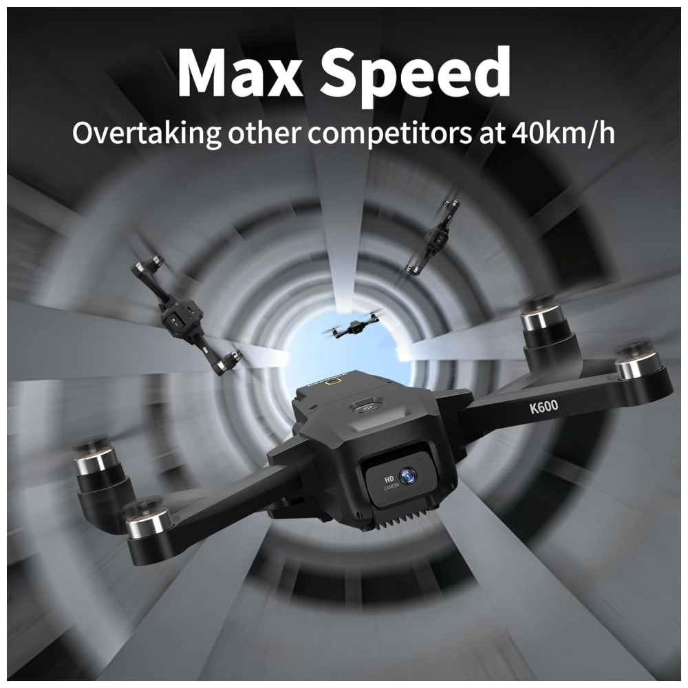 Drone K600 com 2 Câmeras 1080P para Crianças e Adultos Lente Ajustável 90° Retenção Automática VR FPV e Bateria 1800mAh Karuisrc Preto - Imagem 5