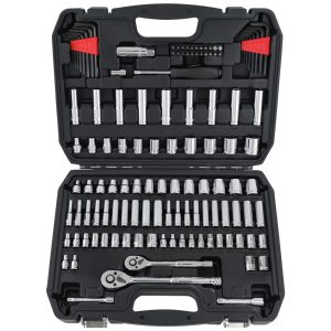 Ferramenta Automotiva Soquete Mecânico Com Estojo Conjunto de 123 Peças 1703 Preto