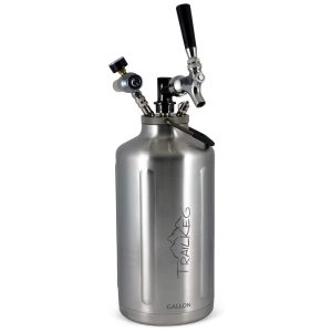 TrailKeg Chopeira Portátil 5L com Torneira e Regulador de CO2 Aço Inoxidável Prata
