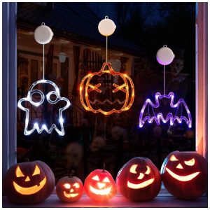 Kit Decoração Interna para Halloween LED 3 Peças Inclui Abobóra Fantasma e Morcego LOLStar