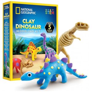 Kit de Artes e Ofícios de Dinossauros de Argila NATIONAL GEOGRAPHIC - Modelagem de Dinossauros com Argila de Secagem ao Ar para CriançasBlue Marble