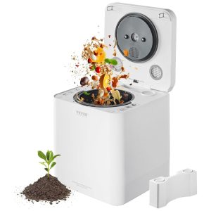 Composteira Elétrica de Cozinha 5L para Ambiente Interno com Autolimpeza 2 Modos e Trava de Segurança para Crianças 110V VEVOR Branca