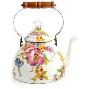 Chaleira de Chá Esmaltada 3 Litros MacKenzie Childs Branca