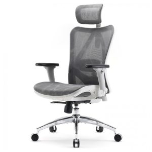 Cadeira Ergonômica de Escritório SIHOO M57 Cinza Claro Apoio Lombar Ajustável Braços 3D Encosto Alto em Malha Modelo M57-M114